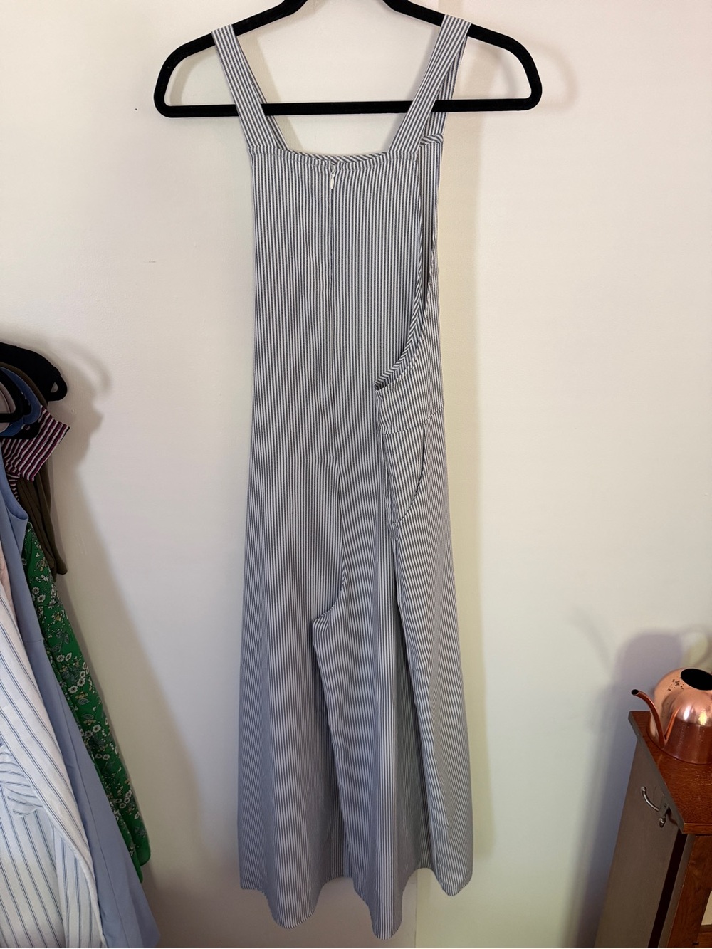 Ces Femme Blue and White Pinstripe Jumpsuit Romper size M - Picture 3 of 4